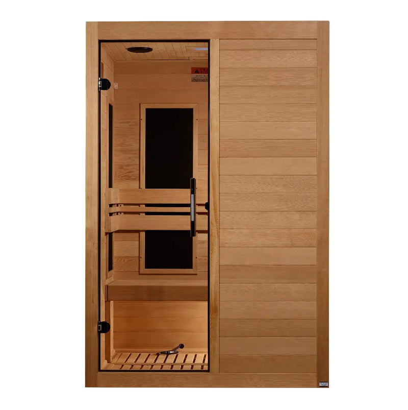 Golden Designs S-Line Maxxus Low EMF FAR Infrared Sauna Canadian Hemlock | MX-S206-01 Golden Designs
