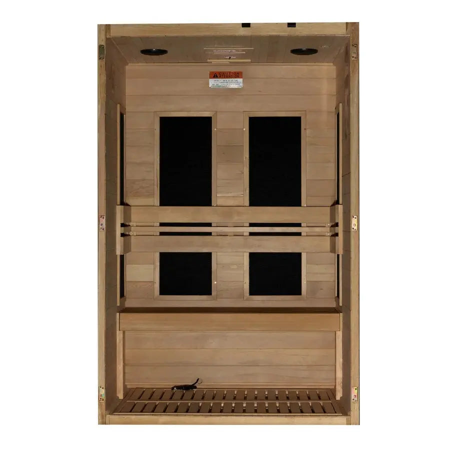 Golden Designs S-Line Maxxus Low EMF FAR Infrared Sauna Canadian Hemlock | MX-S206-01 Golden Designs