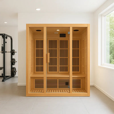 Maxxus Bellevue 3-Person Low EMF FAR Infrared Sauna Canadian Hemlock | MX-J306-01 Golden Designs