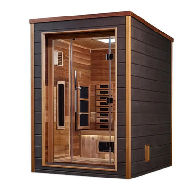 Golden Designs Nora 2 Person Hybrid (Full Spectrum IR or Traditional Stove) Outdoor Sauna | GDI-8222-01 Golden Designs