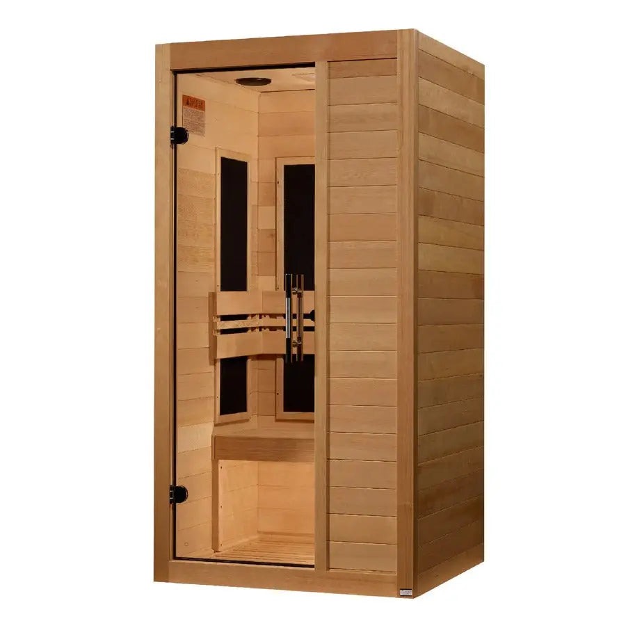 Golden Designs S-Line Maxxus Ultra Low EMF FAR Infrared Sauna Canadian Hemlock | MX-S106-01-ULEMF (Elite) Golden Designs