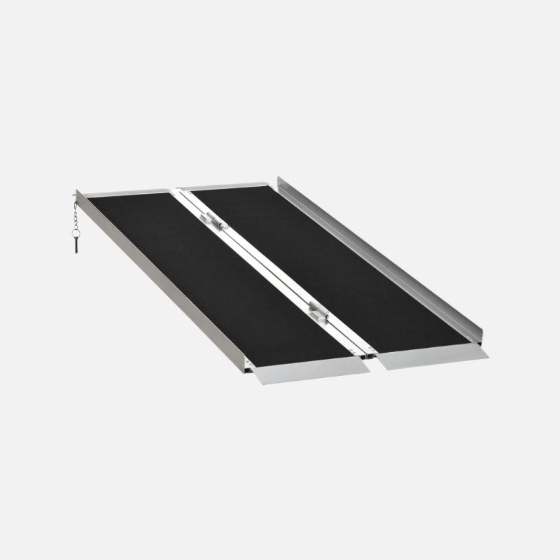 Homcom 5ft Skidproof Portable Wheelchair Ramp 600lb Capacity Carpeted Foldable Aluminum