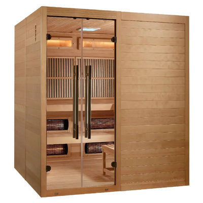 Golden Designs 2025 Toledo 6 Per Hybrid Sauna (Indoor) Full Spectrum and Harvia Traditional Stove | GDI-8360-01 Golden Designs