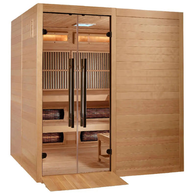 Golden Designs 2025 Toledo 6 Per Hybrid Sauna (Indoor) Full Spectrum and Harvia Traditional Stove | GDI-8360-01 Golden Designs