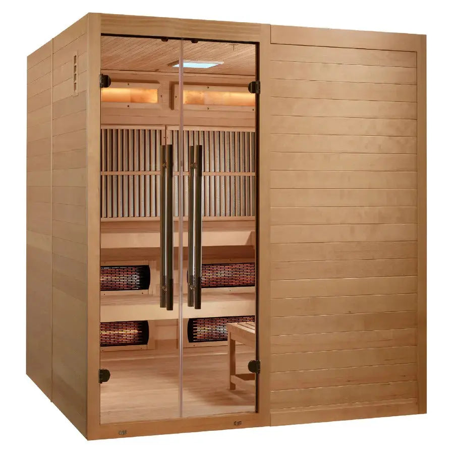Golden Designs 2025 Toledo 6 Per Hybrid Sauna (Indoor) Full Spectrum and Harvia Traditional Stove | GDI-8360-01 Golden Designs