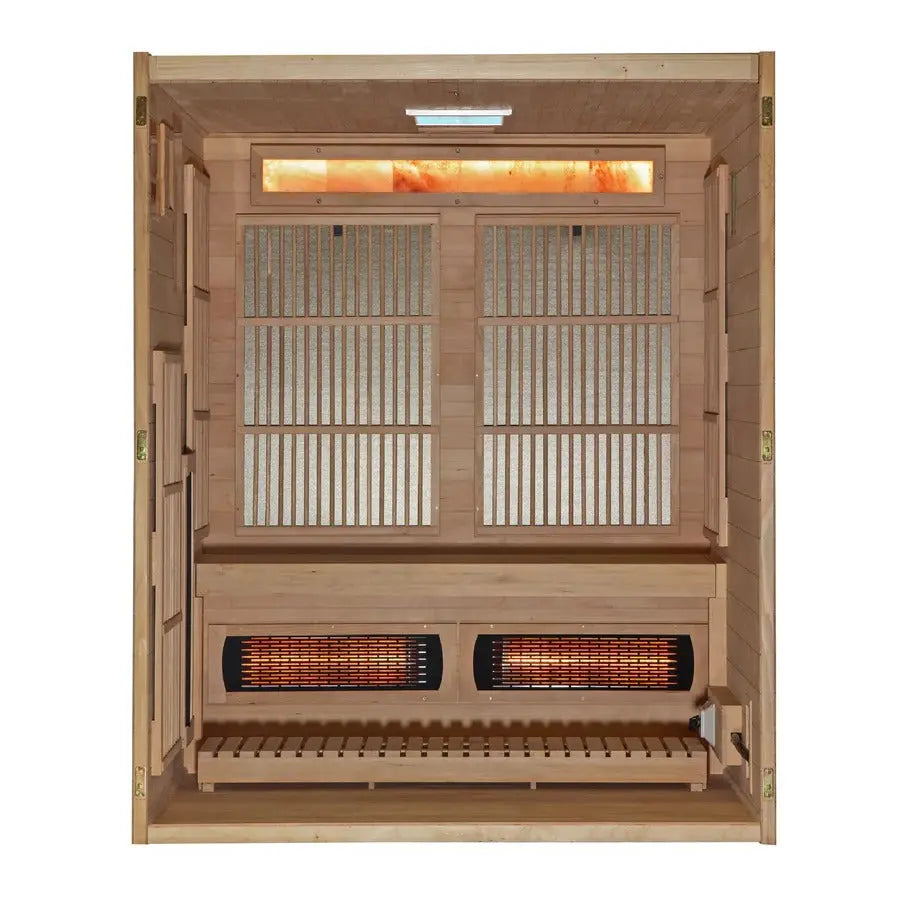 Golden Designs 2025 Soria 3 Per Hybrid Sauna (Indoor) Full Spectrum and Harvia Traditional Stove | GDI-8330-01 Golden Designs