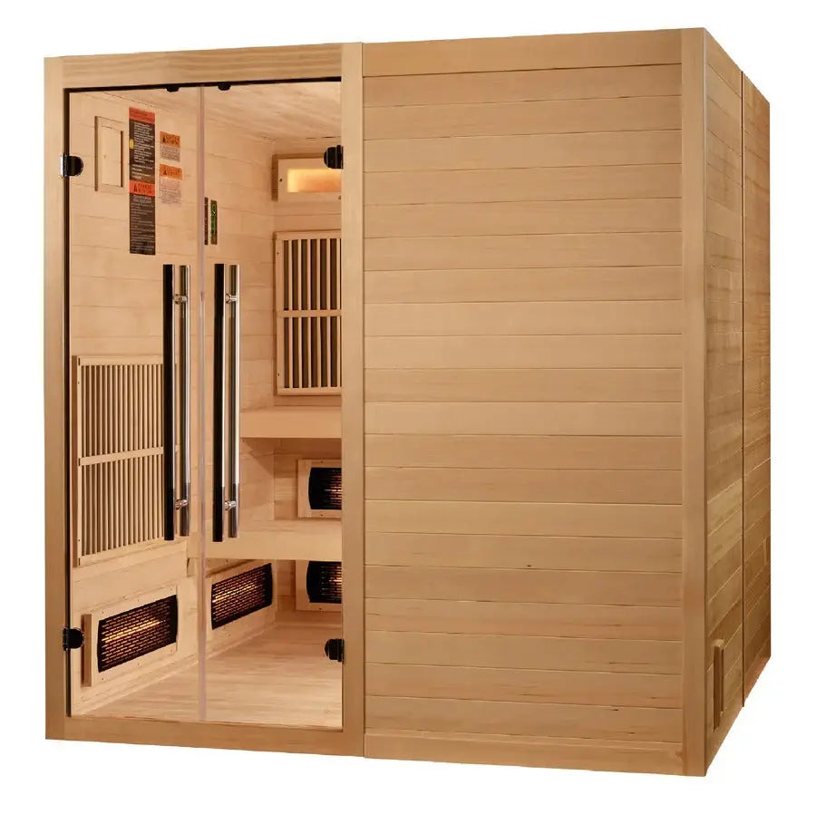 Golden Designs 2025 Toledo 6 Per Hybrid Sauna (Indoor) Full Spectrum and Harvia Traditional Stove | GDI-8360-01 Golden Designs