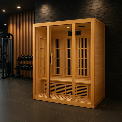 Maxxus Bellevue 3-Person Low EMF FAR Infrared Sauna Canadian Hemlock | MX-J306-01 Golden Designs