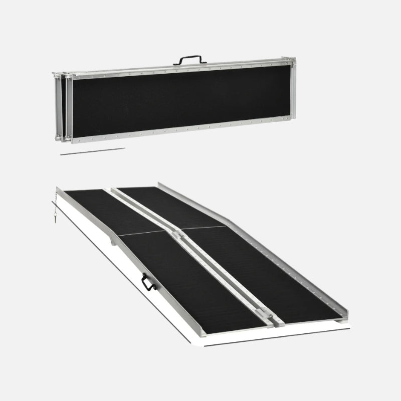 Homcom 10' Wheelchair Carpeted Foldable Handicap Ramp Weight Capacity 600Lb