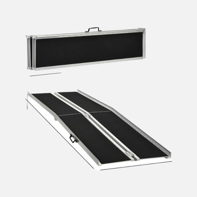 Homcom 10' Wheelchair Carpeted Foldable Handicap Ramp Weight Capacity 600Lb