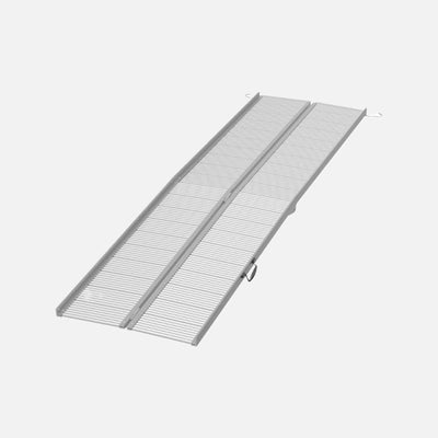 Homcom 10' Foldable Handicap Ramp Aluminum Portable Wheelchair Ramp Silver Weight Capacity 600Lb