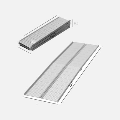 Homcom 10' Foldable Handicap Ramp Aluminum Portable Wheelchair Ramp Silver Weight Capacity 600Lb