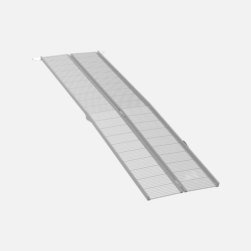 Homcom 10' Foldable Handicap Ramp Aluminum Portable Wheelchair Ramp Silver Weight Capacity 600Lb