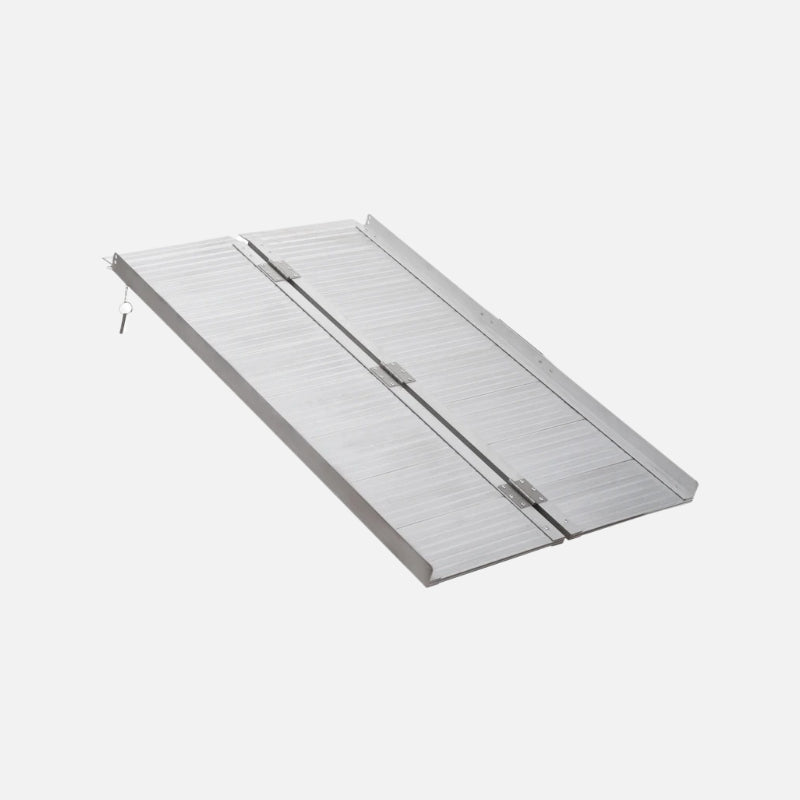 Homcom 4ft Foldable Aluminum Wheelchair Ramp Threshold 600lb Capacity Silver