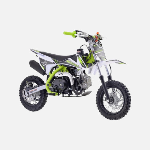 Mototec x1 110cc 4-stroke gas dirt bike, 110cc 4-stroke single cylinder air cooled motor with top speed 37mph, green