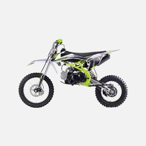 Mototec x3 125cc 4-stroke gas dirt bike, 125cc 4-stroke single cylinder air cooled motor, top speed 47mph, green