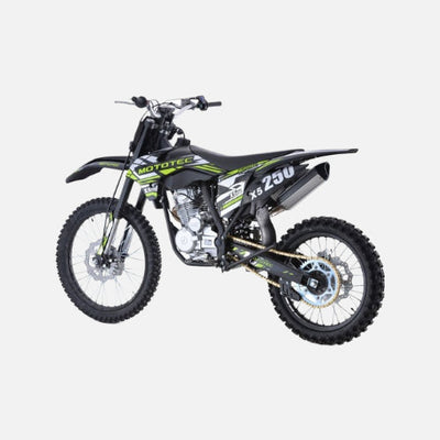 Mototec x5 250cc 4-stroke gas dirt bike, 250cc 4-stroke single cylinder air cooled motor, top speed 62mph, black