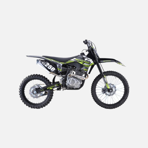 Mototec x5 250cc 4-stroke gas dirt bike, 250cc 4-stroke single cylinder air cooled motor, top speed 62mph, black