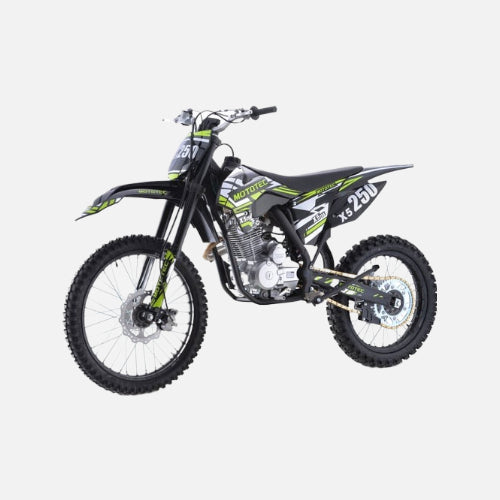 Mototec x5 250cc 4-stroke gas dirt bike, 250cc 4-stroke single cylinder air cooled motor, top speed 62mph, black