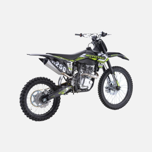 Mototec x5 250cc 4-stroke gas dirt bike, 250cc 4-stroke single cylinder air cooled motor, top speed 62mph, black