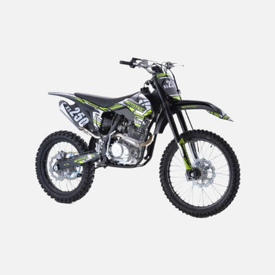 Mototec x5 250cc 4-stroke gas dirt bike, 250cc 4-stroke single cylinder air cooled motor, top speed 62mph, black