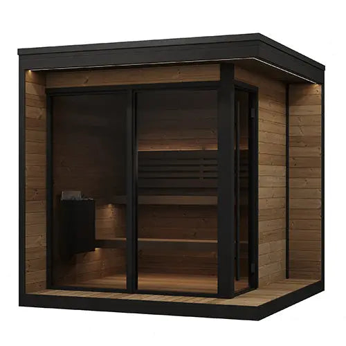 SaunaLife 6 Person GL6 Glass Corner Outdoor Traditional Sauna Saunalife