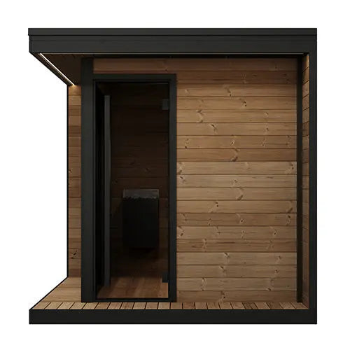 SaunaLife 6 Person GL6 Glass Corner Outdoor Traditional Sauna Saunalife