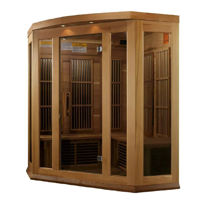 Maxxus 3 Person Capacity Corner Low EMF Far Infrared Sauna Canadian Red Cedar | MX-K356-01 Golden Designs
