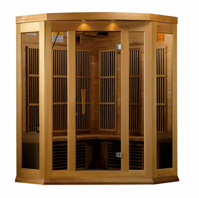 Maxxus 3 Person Capacity Corner Low EMF Far Infrared Sauna Canadian Red Cedar | MX-K356-01 Golden Designs