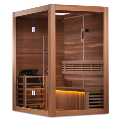 Golden Designs Hanko 2 Person Indoor Sauna & Harvia Traditional Electric Heater Kit | GDI-7202-01 Golden Designs