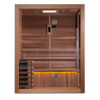 Golden Designs Hanko 2 Person Indoor Sauna & Harvia Traditional Electric Heater Kit | GDI-7202-01 Golden Designs