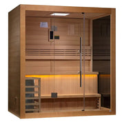 Golden Designs Forssa 3-Person Indoor Sauna Canadian Red Cedar Interior & Harvia Traditional Electric Heater Kit | GDI-7203-01 Golden Designs