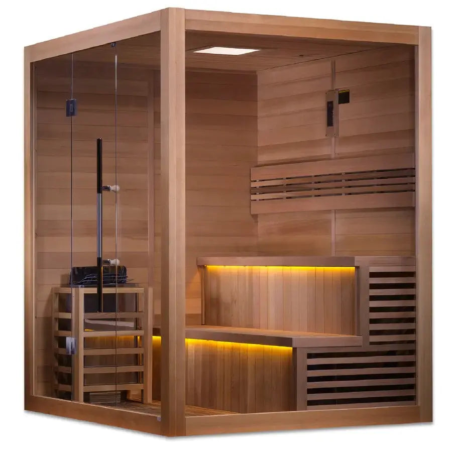 Golden Designs Kuusamo 6-Person Indoor Sauna & Harvia Traditional Electric Heater Kit | GDI-7206-01 Golden Designs