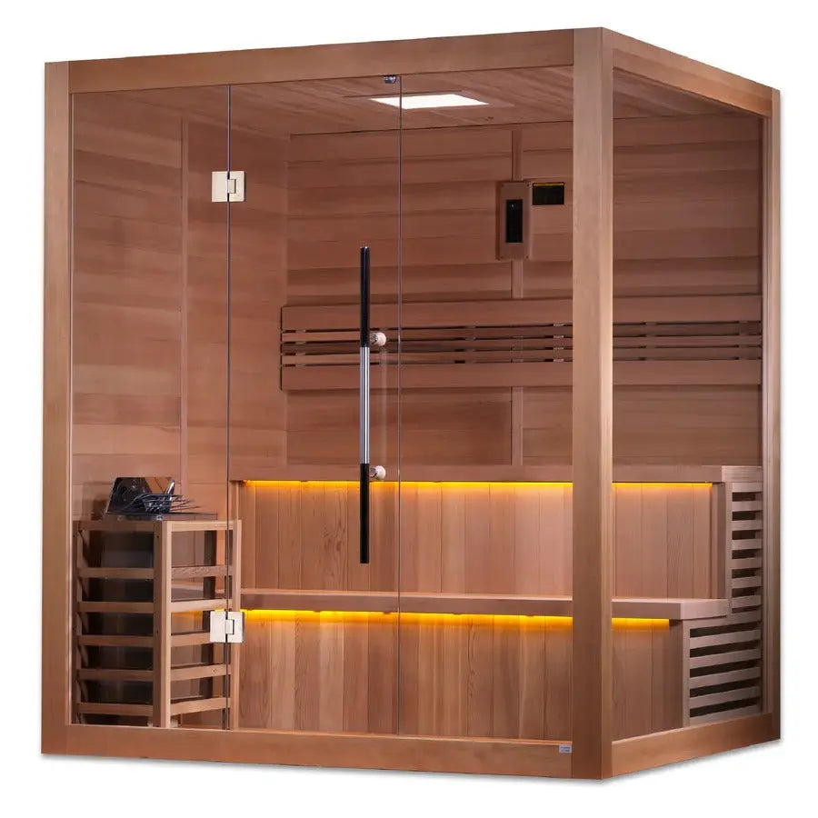 Golden Designs Kuusamo 6-Person Indoor Sauna & Harvia Traditional Electric Heater Kit | GDI-7206-01 Golden Designs