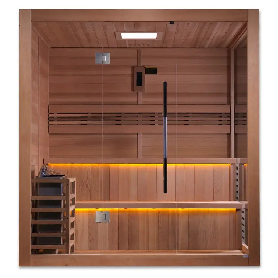 Golden Designs Kuusamo 6-Person Indoor Sauna & Harvia Traditional Electric Heater Kit | GDI-7206-01 Golden Designs