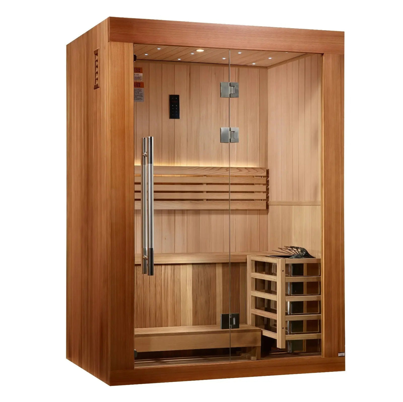 Golden Designs Sundsvall 2-Person Indoor Sauna & Harvia Traditional Electric Heater Kit | GDI-7289-02 Golden Designs