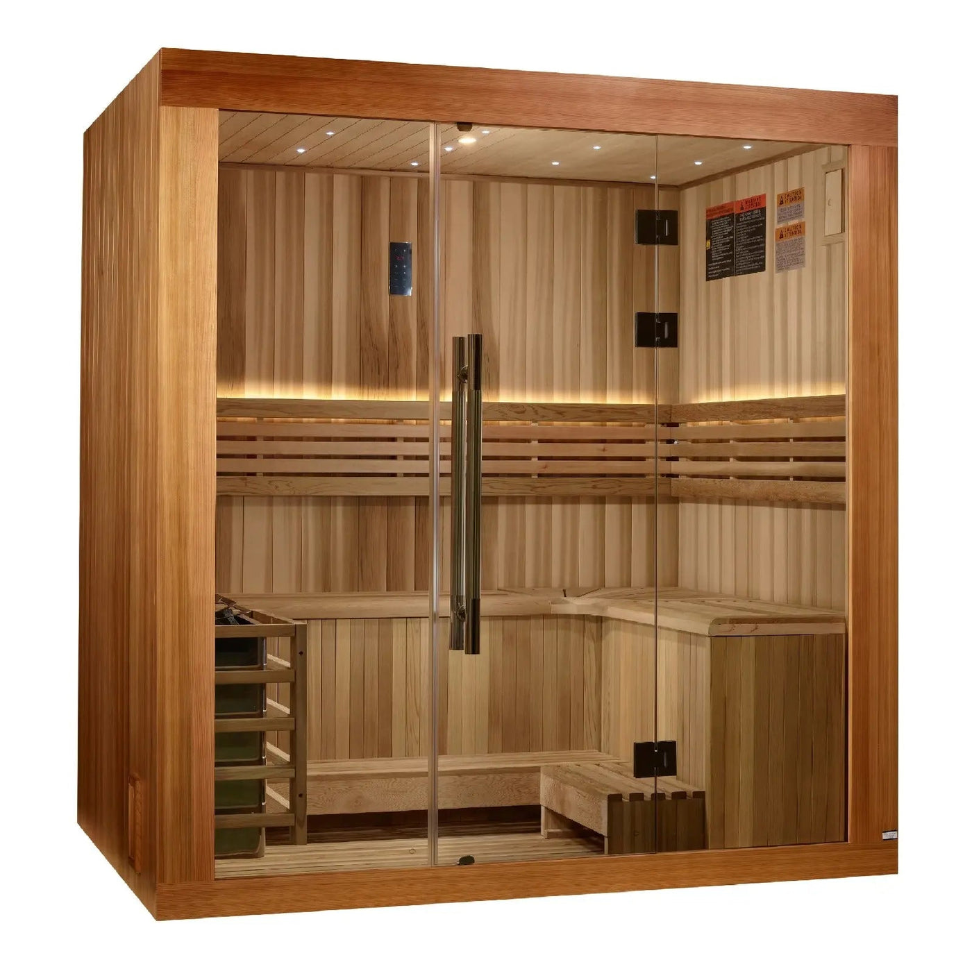 Golden Designs Copenhagen 3-Person Indoor Sauna & Harvia Traditional Electric Heater Kit | GDI-7389-02 Golden Designs
