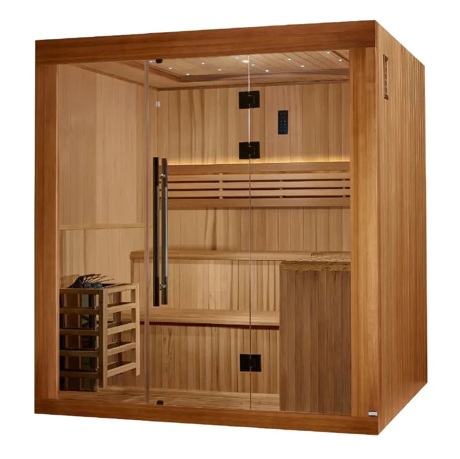 Golden Designs Osla 6-Person Indoor Sauna & Harvia Traditional Electric Heater Kit | GDI-7689-02 Golden Designs