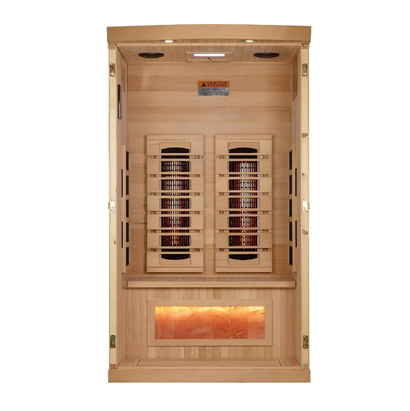 Golden Designs Reserve Edition 1-2 Person Full Spectrum Near Zero EMF FAR Infrared Sauna w/ Himalayan Salt Bar | GDI-8010-03 Golden Designs