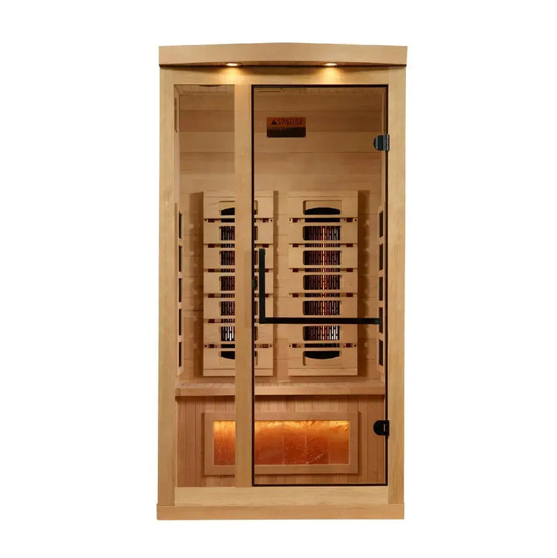 Golden Designs Reserve Edition 1-2 Person Full Spectrum Near Zero EMF FAR Infrared Sauna w/ Himalayan Salt Bar | GDI-8010-03 Golden Designs