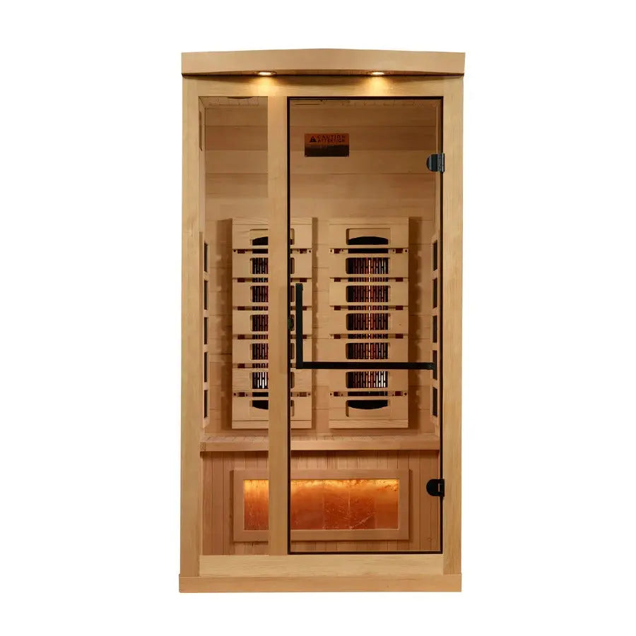 Golden Designs Reserve Edition 1-2 Person Full Spectrum Near Zero EMF FAR Infrared Sauna w/ Himalayan Salt Bar | GDI-8010-03 Golden Designs