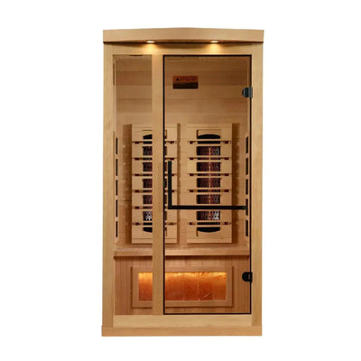 Golden Designs Reserve Edition 1-2 Person Full Spectrum Near Zero EMF FAR Infrared Sauna w/ Himalayan Salt Bar | GDI-8010-03 Golden Designs