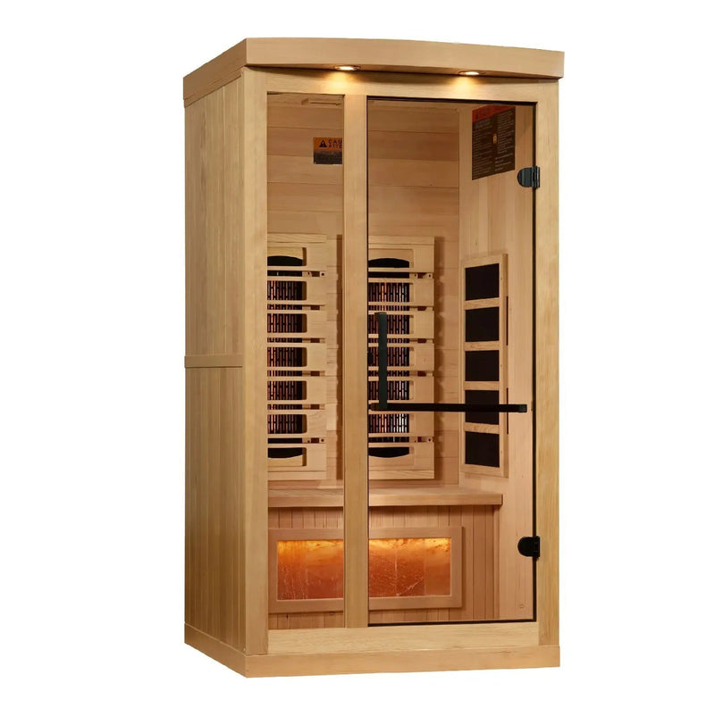 Golden Designs Reserve Edition 1-2 Person Full Spectrum Near Zero EMF FAR Infrared Sauna w/ Himalayan Salt Bar | GDI-8010-03 Golden Designs