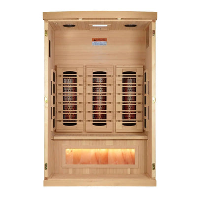 Golden Designs Reserve Edition 2-Person Full Spectrum Near Zero EMF FAR Infrared Sauna w/ Himalayan Salt Bar | GDI-8020-03 Golden Designs