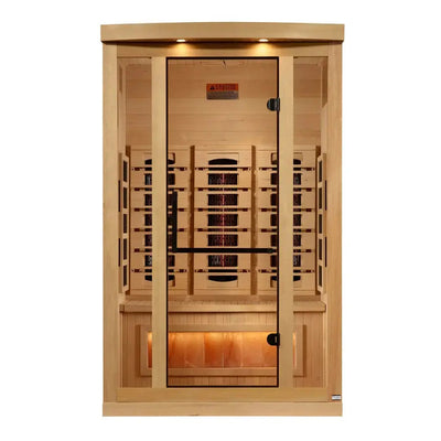 Golden Designs Reserve Edition 2-Person Full Spectrum Near Zero EMF FAR Infrared Sauna w/ Himalayan Salt Bar | GDI-8020-03 Golden Designs