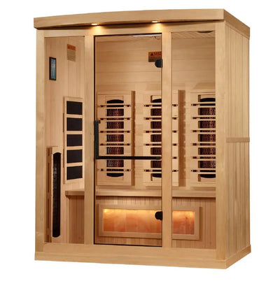 Golden Designs Reserve Edition 3-Person Full Spectrum Near Zero EMF FAR Infrared Sauna with Himalayan Salt Bar | GDI-8030-03 Golden Designs