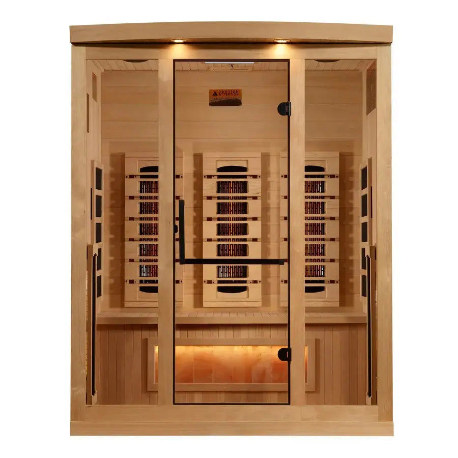 Golden Designs Reserve Edition 3-Person Full Spectrum Near Zero EMF FAR Infrared Sauna with Himalayan Salt Bar | GDI-8030-03 Golden Designs