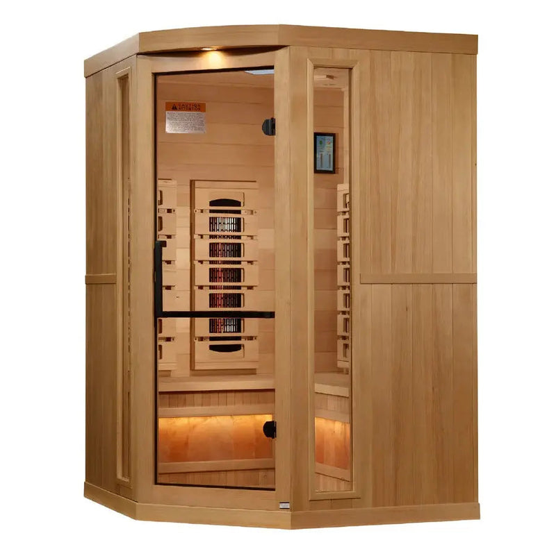 Golden Designs Reserve Edition 3-Person Corner Full Spectrum Near Zero EMF FAR Infrared Sauna w/ Himalayan Salt Bar | GDI-8035-03 Golden Designs