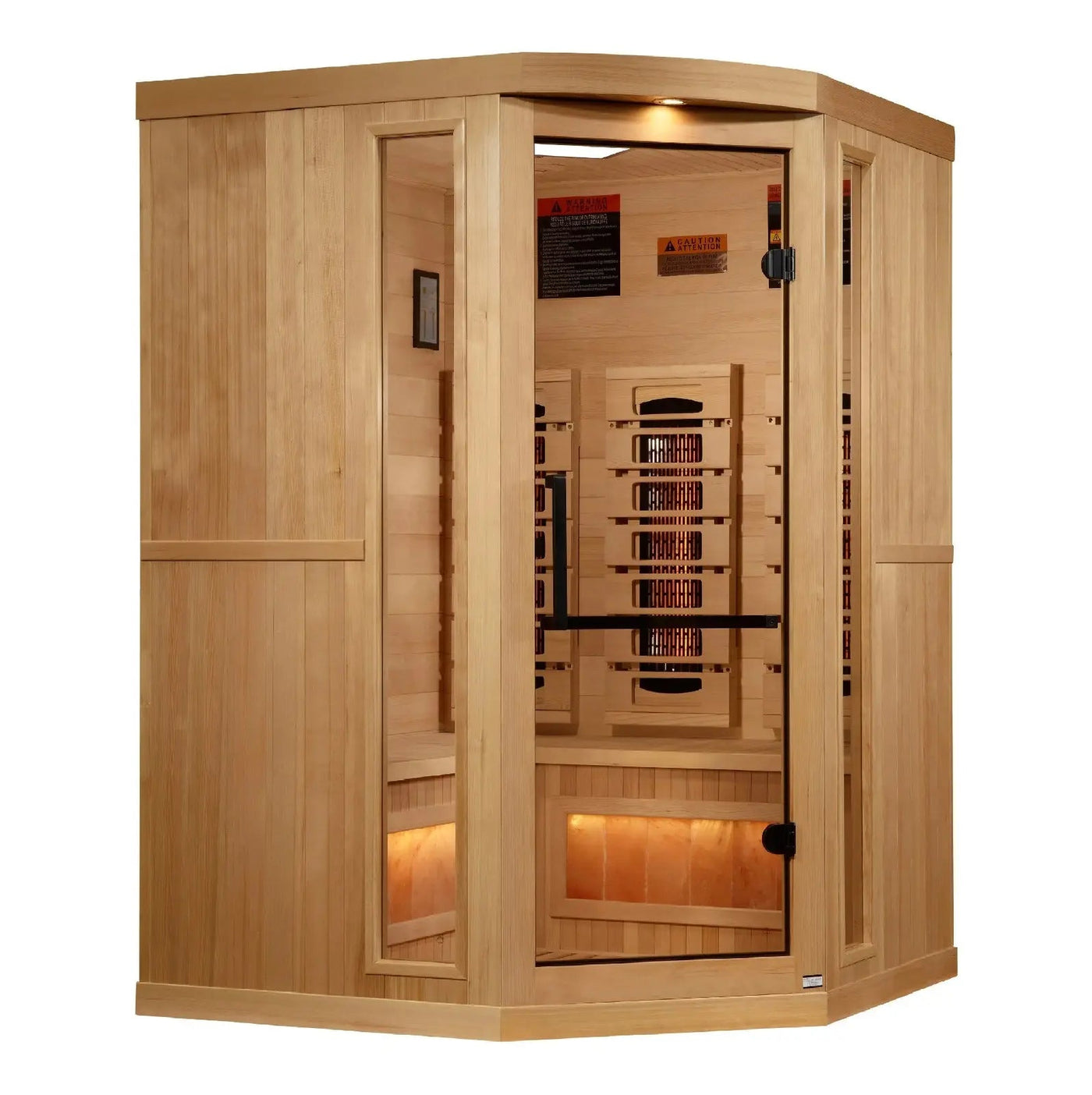 Golden Designs Reserve Edition 3-Person Corner Full Spectrum Near Zero EMF FAR Infrared Sauna w/ Himalayan Salt Bar | GDI-8035-03 Golden Designs