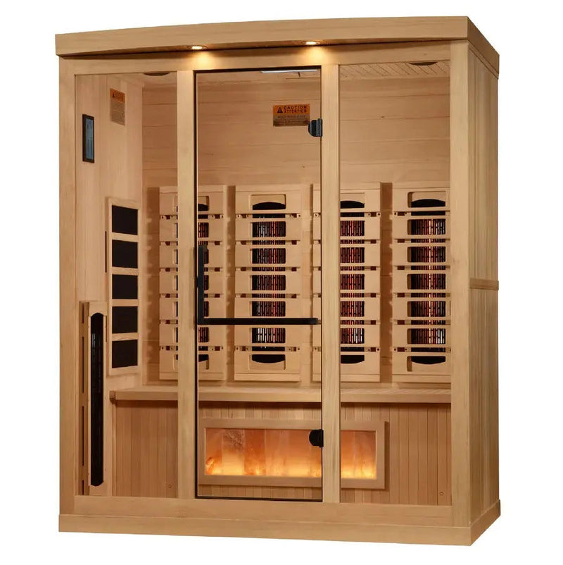 Golden Designs Reserve Edition 4-Person Full Spectrum Near Zero EMF FAR Infrared Sauna w/ Himalayan Salt Bar | GDI-8040-03 Golden Designs